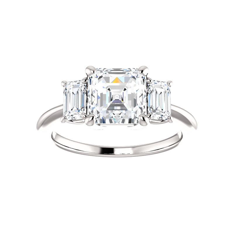 The Letitia Asscher Moissanite Engagement Ring Solitaire Setting White Gold