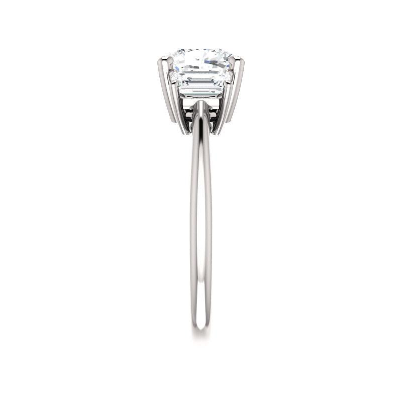 The Letitia Cushion Moissanite Engagement Ring Solitaire Setting White Gold Band Profile