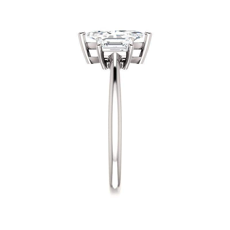 The Letitia Marquise Moissanite Engagement Ring Solitaire Setting White Gold Band Profile