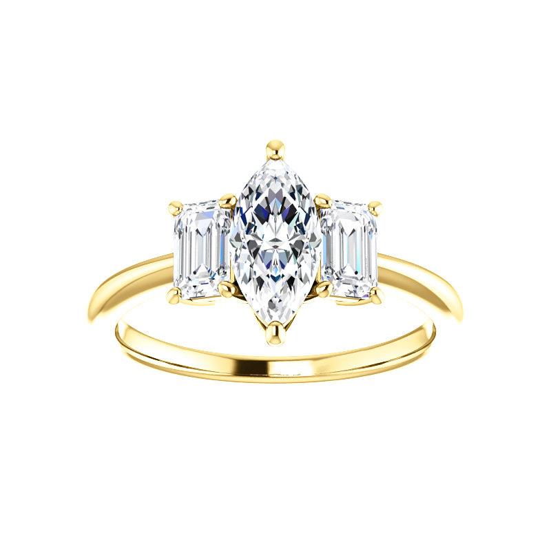 The Letitia Marquise Moissanite Engagement Ring Solitaire Setting Yellow Gold