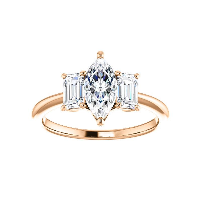 The Letitia Marquise Moissanite Engagement Ring Solitaire Setting Rose Gold