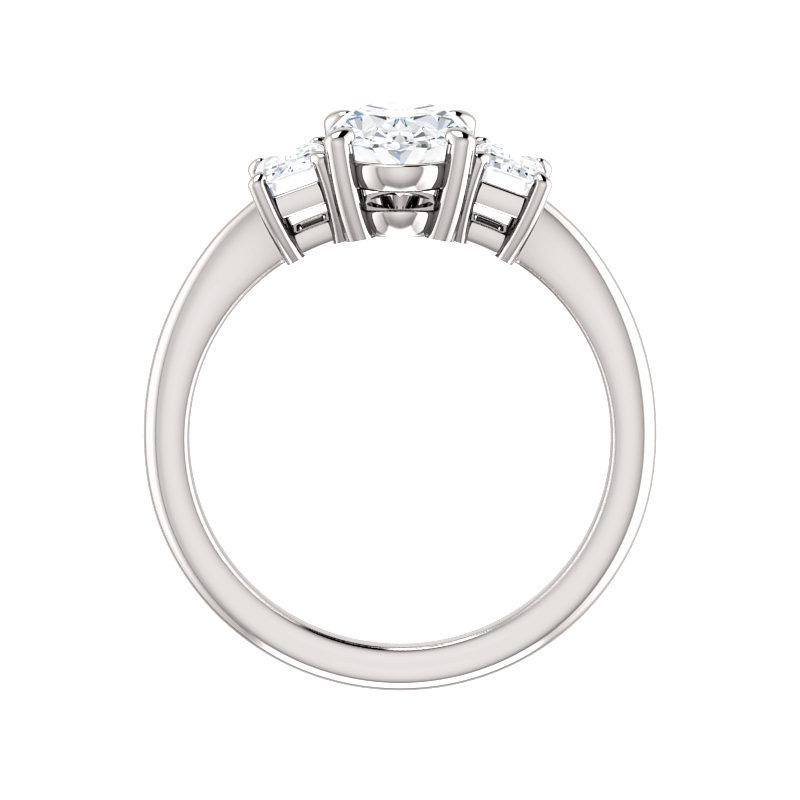 The Letitia Oval Moissanite Engagement Ring Solitaire Setting White Gold Side Profile