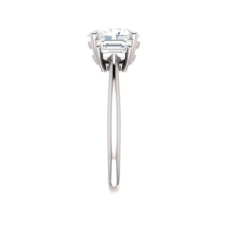 The Letitia Oval Moissanite Engagement Ring Solitaire Setting White Gold Band Profile