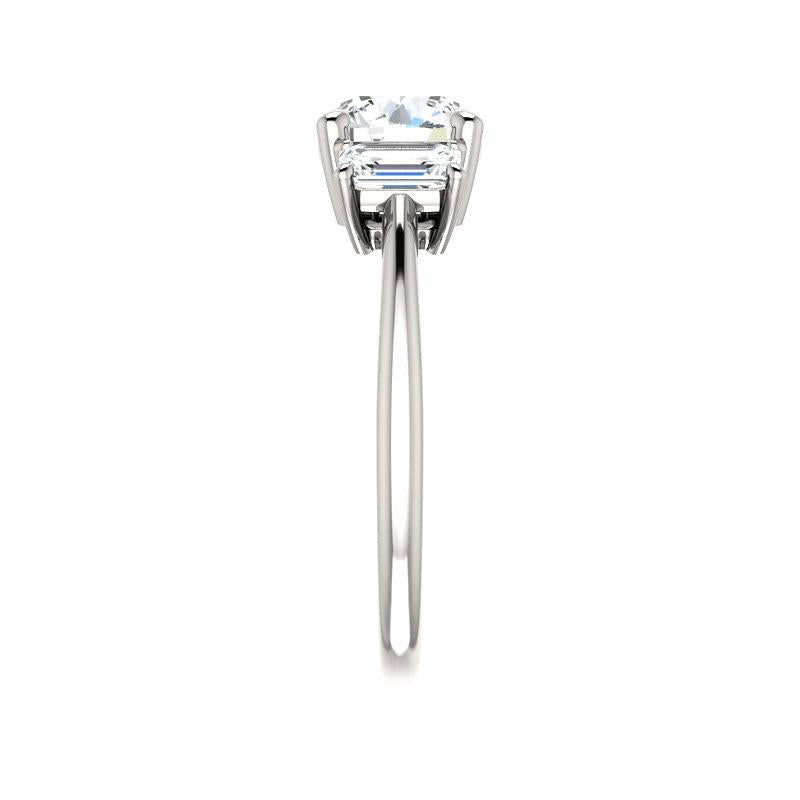 The Letitia Round Moissanite Engagement Ring Solitaire Setting White Gold Band Profile