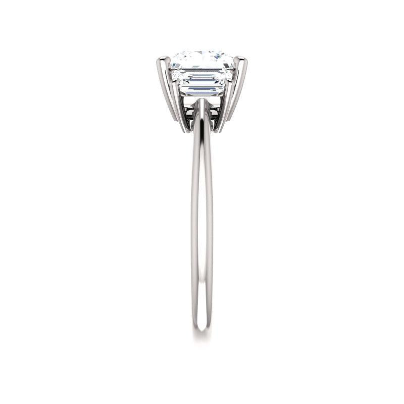 The Letitia Princess Moissanite Engagement Ring Solitaire Setting White Gold Band Profile