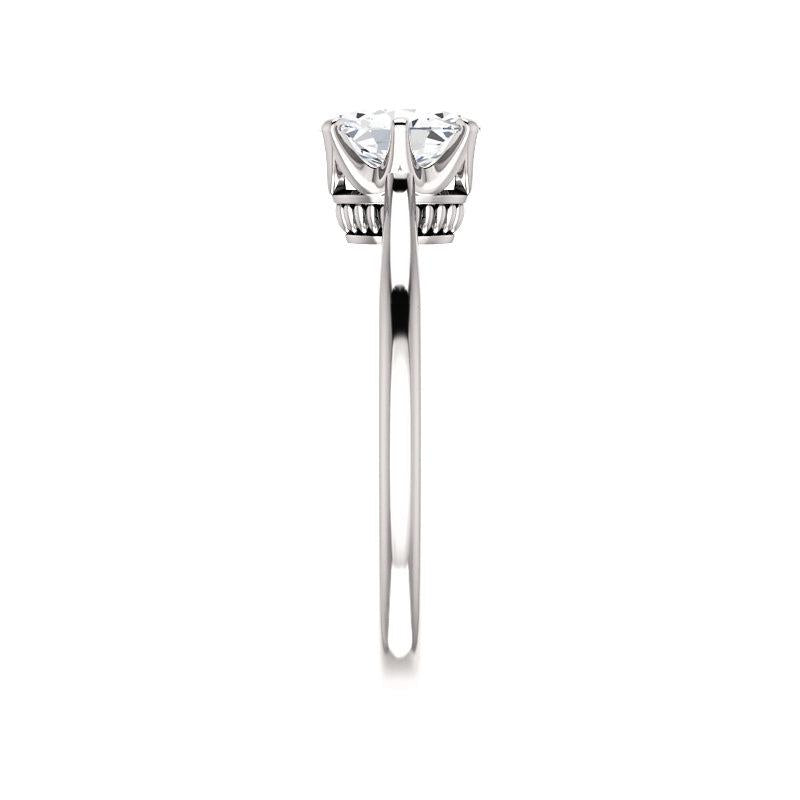 The Denice Oval Lab Diamond Engagement Ring Rope Solitaire Setting White Gold Band Profile