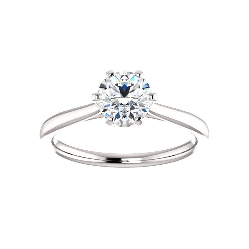 The Denice Round Moissanite Engagement Ring Rope Solitaire Setting White Gold