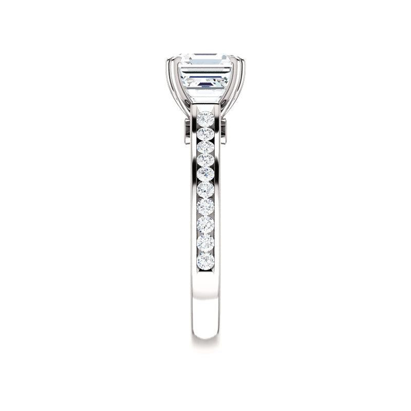 The Tracee Lab Grown Diamond asscher Lab Diamond Engagement Ring solitaire setting white gold band profile