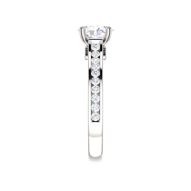 The Tracee Moissanite oval moissanite engagement ring solitaire setting white gold band profile