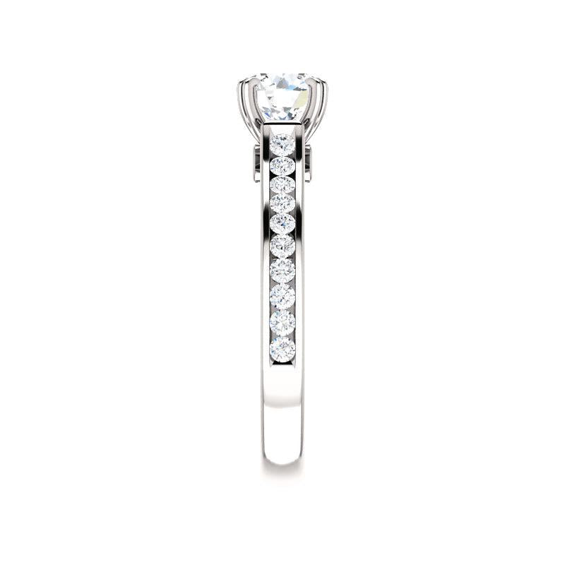 The Tracee Moissanite round moissanite engagement ring solitaire setting white gold band profile