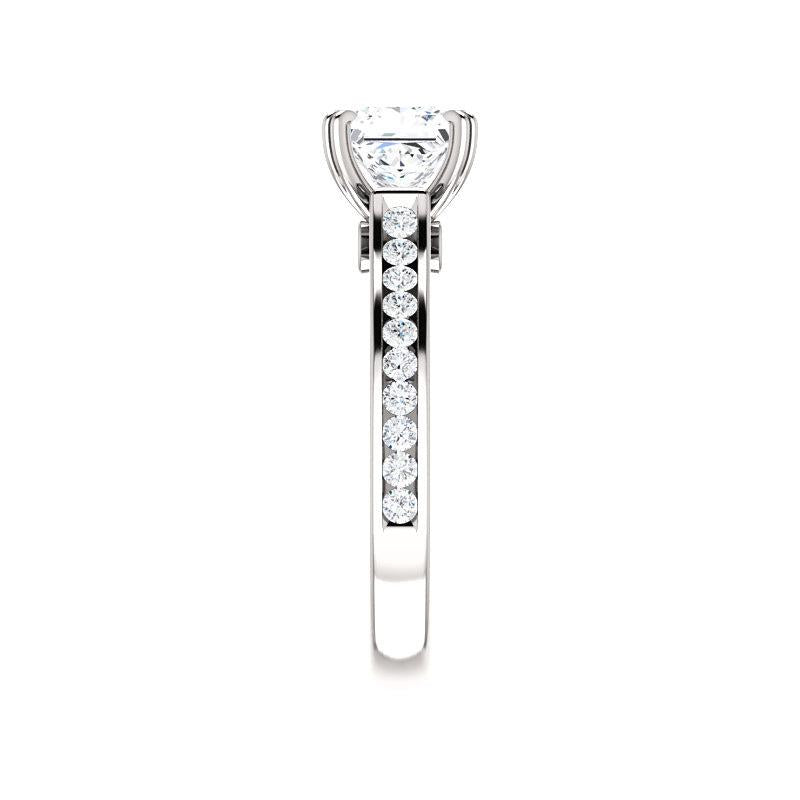 The Tracee Moissanite princess moissanite engagement ring solitaire setting white gold band profile
