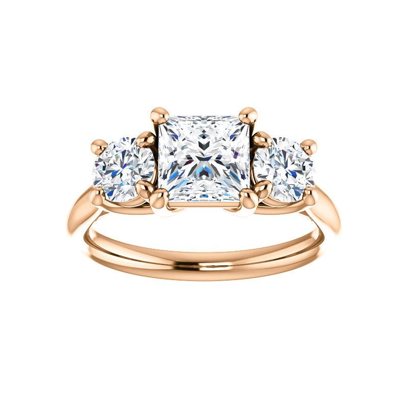 The Meghan Princess Moissanite Engagement Threestone Ring Setting Rose Gold