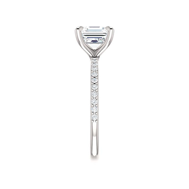 The Kathe Asscher Moissanite Ring moissanite engagement ring solitaire setting white gold band profile