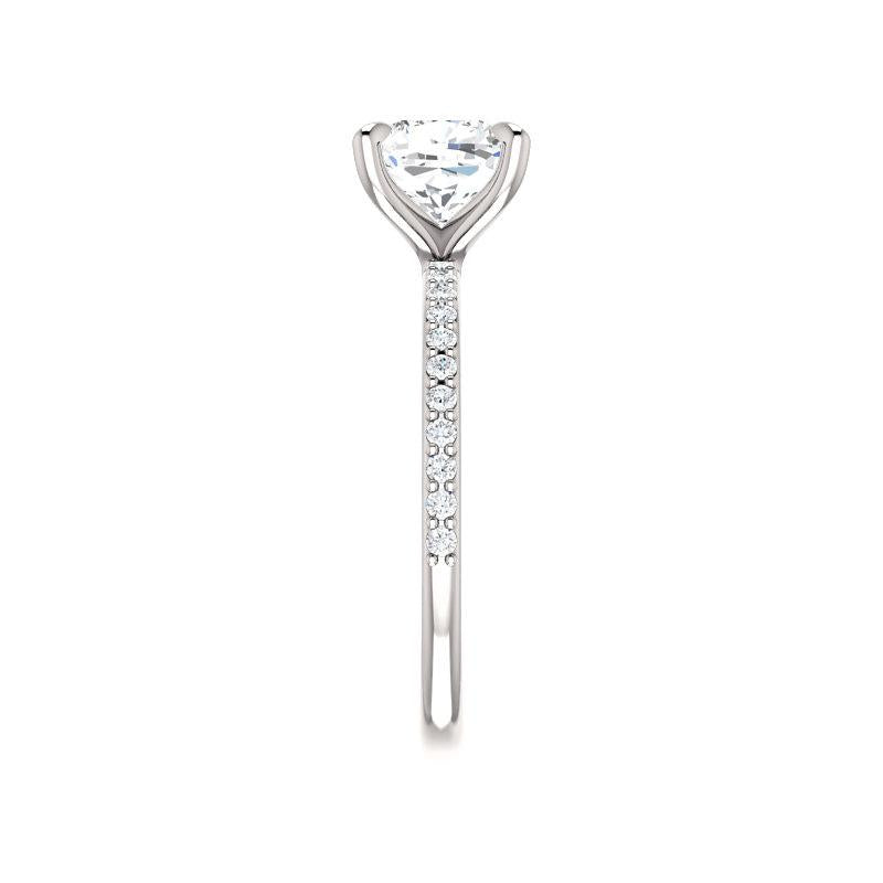 The Kathe Cushion lab diamond ring engagement ring solitaire setting white gold band profile