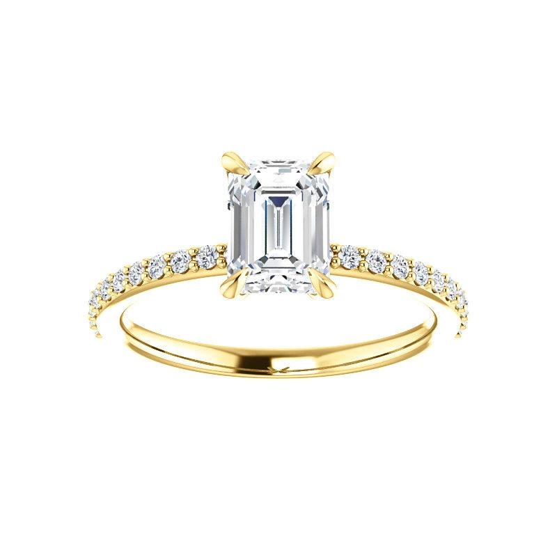 The Kathe Emerald Moissanite Ring moissanite engagement ring solitaire setting yellow gold