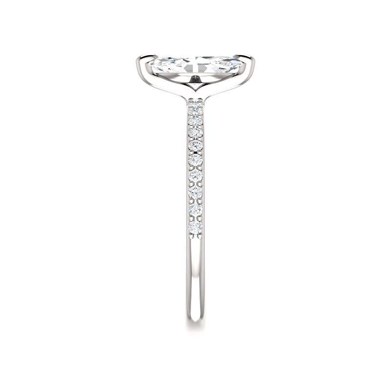 The Kathe Marquise Moissanite Ring moissanite engagement ring solitaire setting white gold band profile