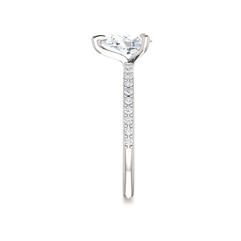 The Kathe Pear Moissanite Ring moissanite engagement ring solitaire setting white gold band profile