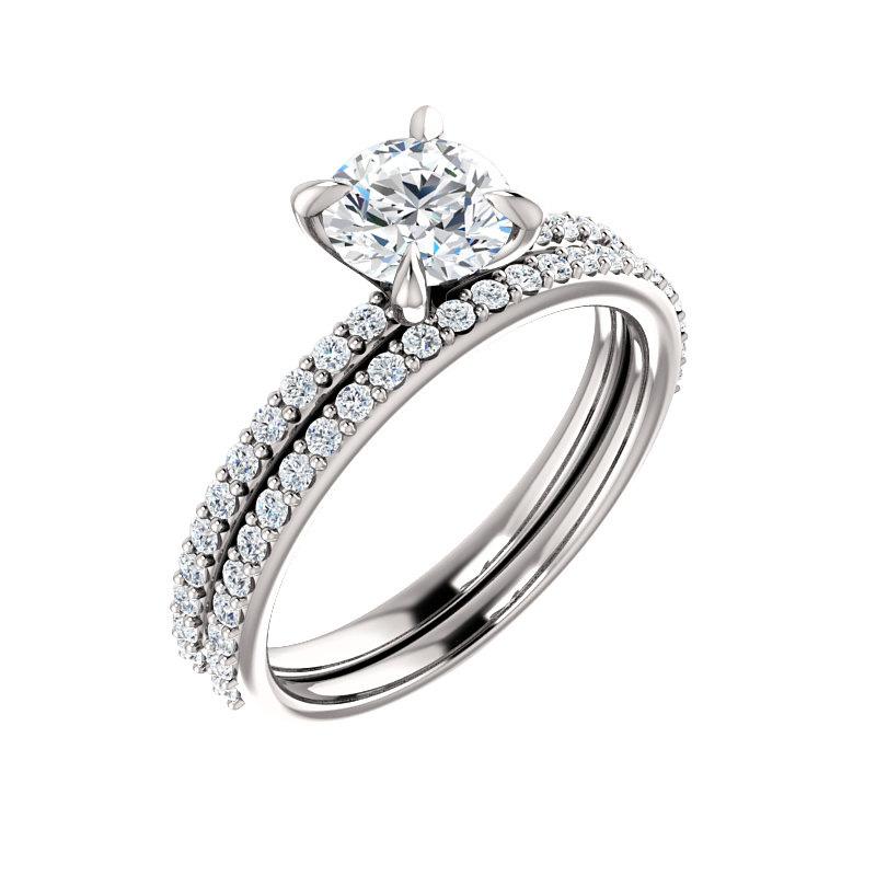The Kathe Round Moissanite Ring moissanite engagement ring solitaire setting white gold with matching band