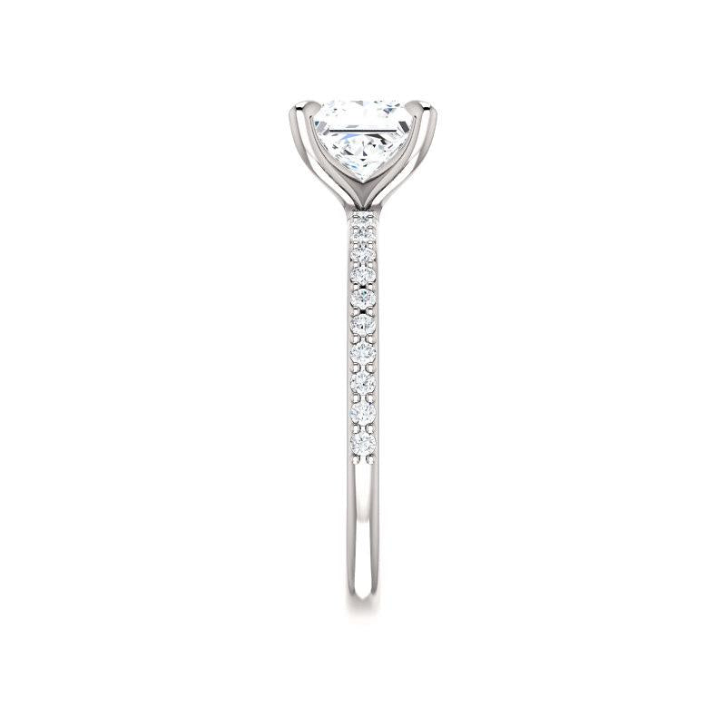 The Kathe Princess Moissanite Ring moissanite engagement ring solitaire setting white gold band profile
