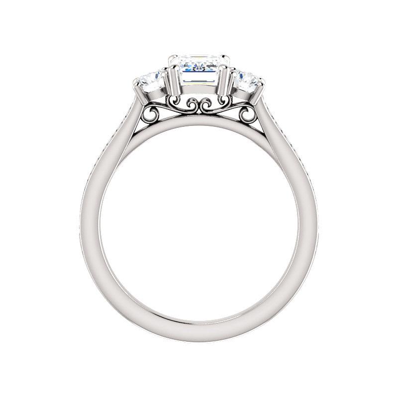 The Weston emerald moissanite engagement ring solitaire setting white gold side profile