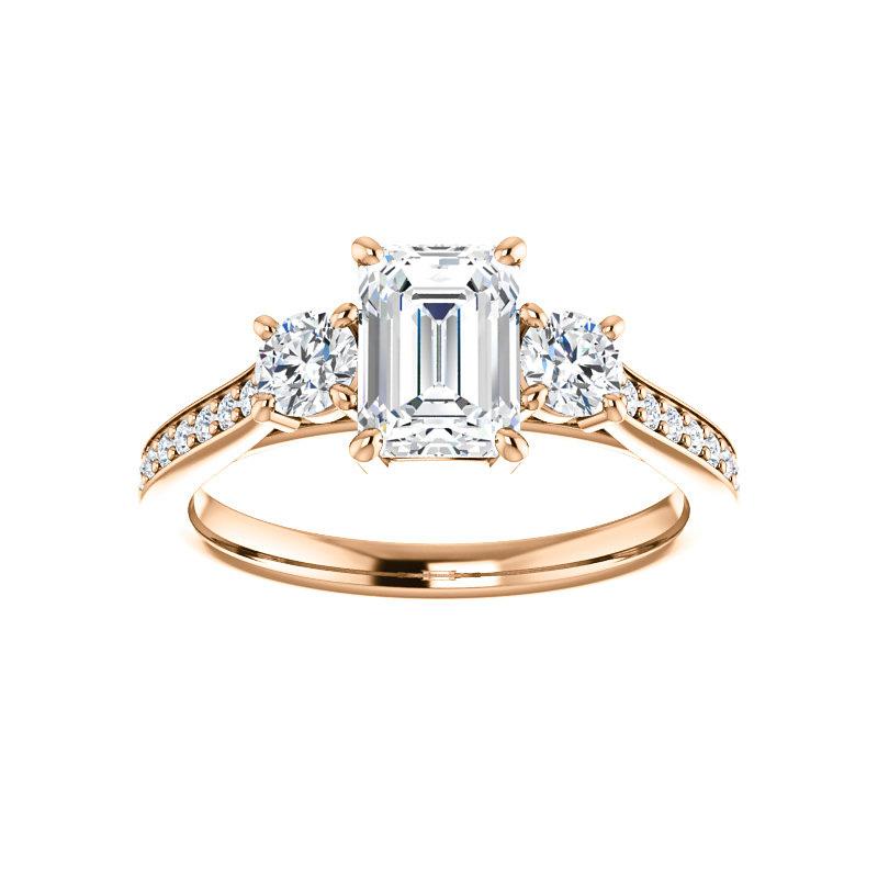 The Weston emerald moissanite engagement ring solitaire setting rose gold