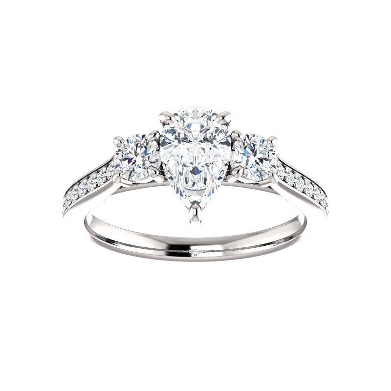 The Weston pear moissanite engagement ring solitaire setting white gold