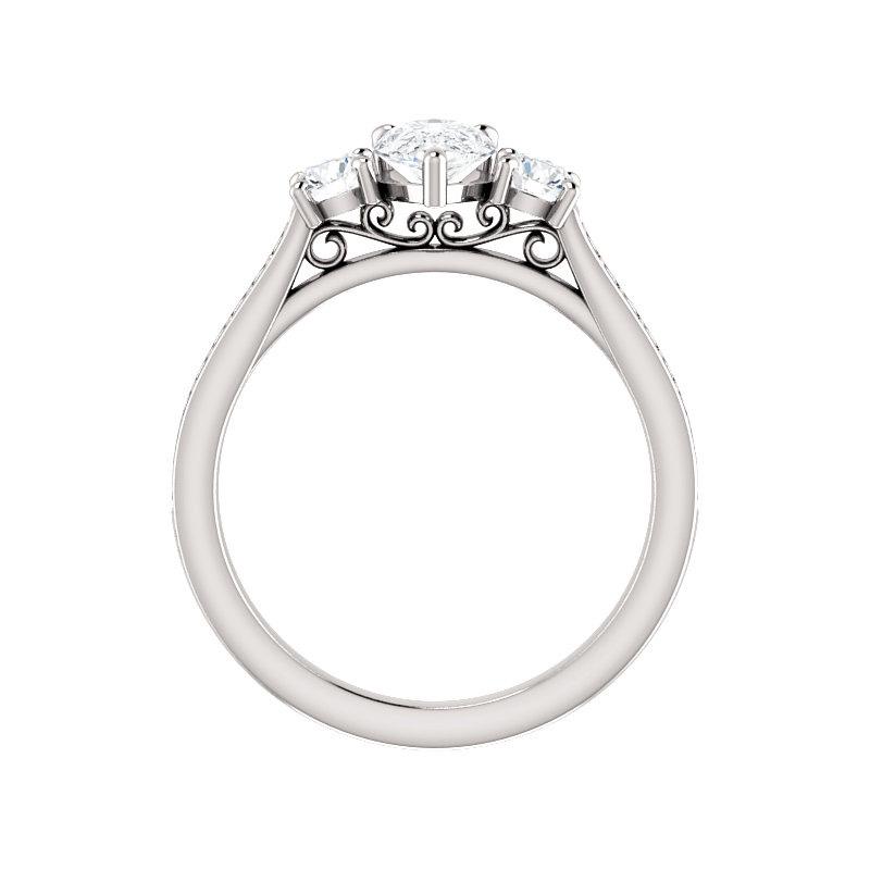 The Weston pear moissanite engagement ring solitaire setting white gold side profile