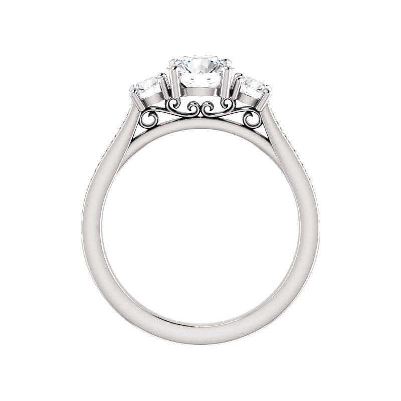 The Weston round moissanite engagement ring solitaire setting white gold side profile