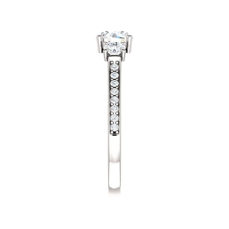 The Weston round moissanite engagement ring solitaire setting white gold band profile