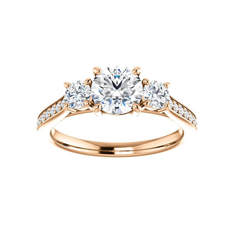 The Weston round moissanite engagement ring solitaire setting rose gold