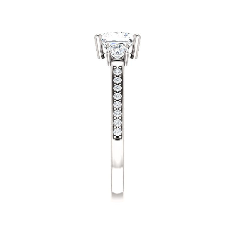 The Weston princess moissanite engagement ring solitaire setting white gold band profile