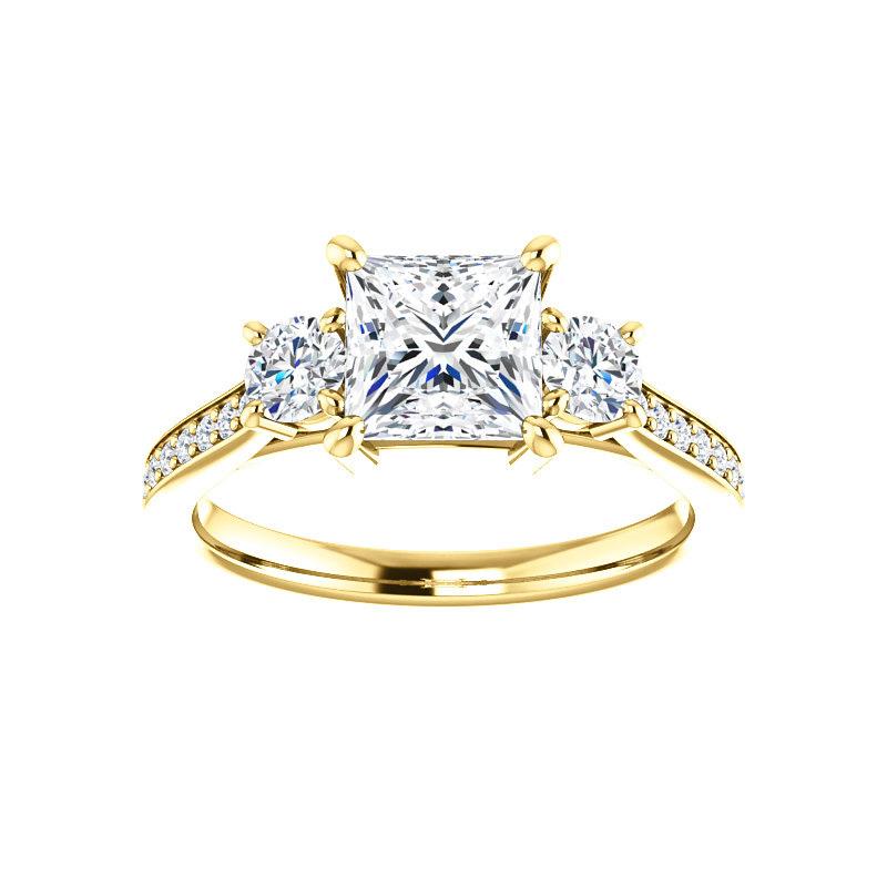 The Weston princess moissanite engagement ring solitaire setting yellow gold