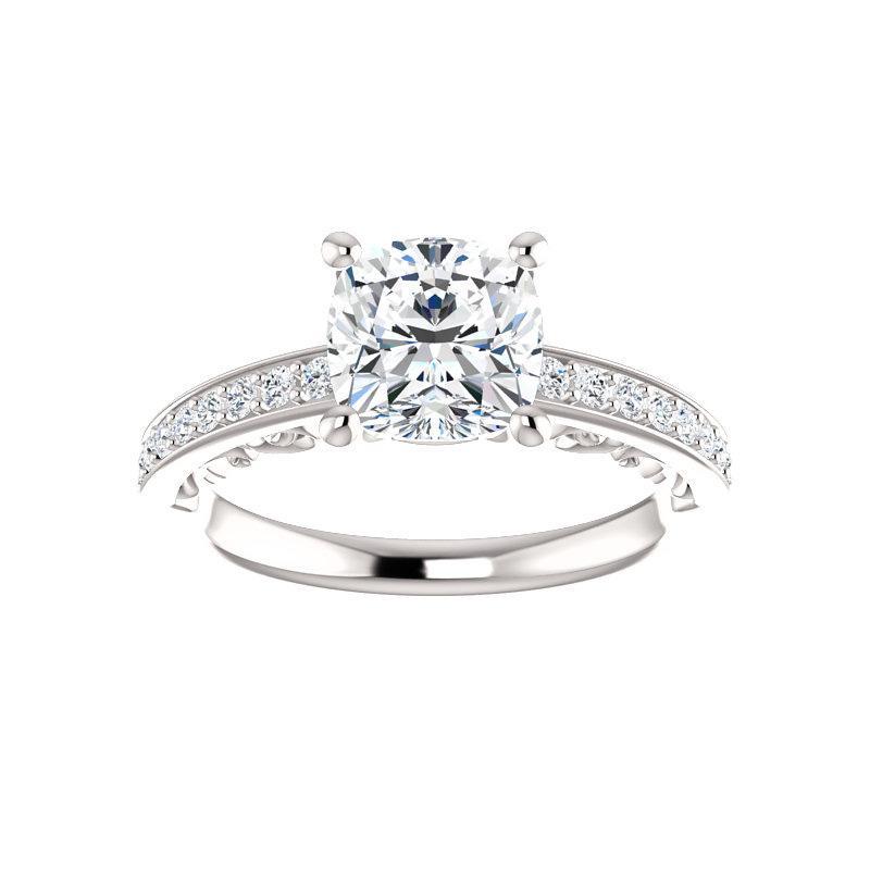 The Amelia Moissanite cushion engagement ring solitaire setting white gold