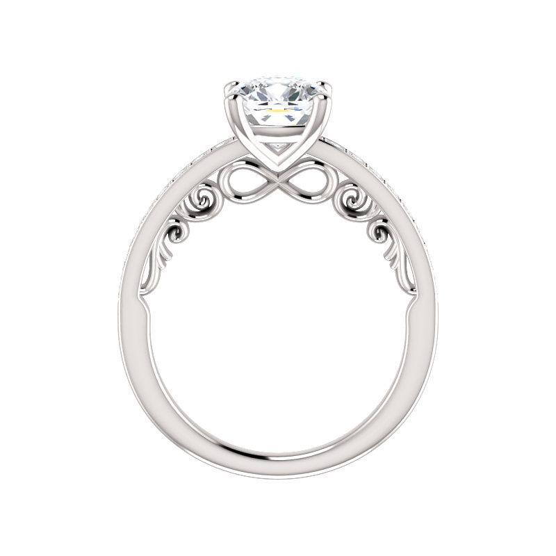 The Amelia Moissanite cushion engagement ring solitaire setting white gold side profile
