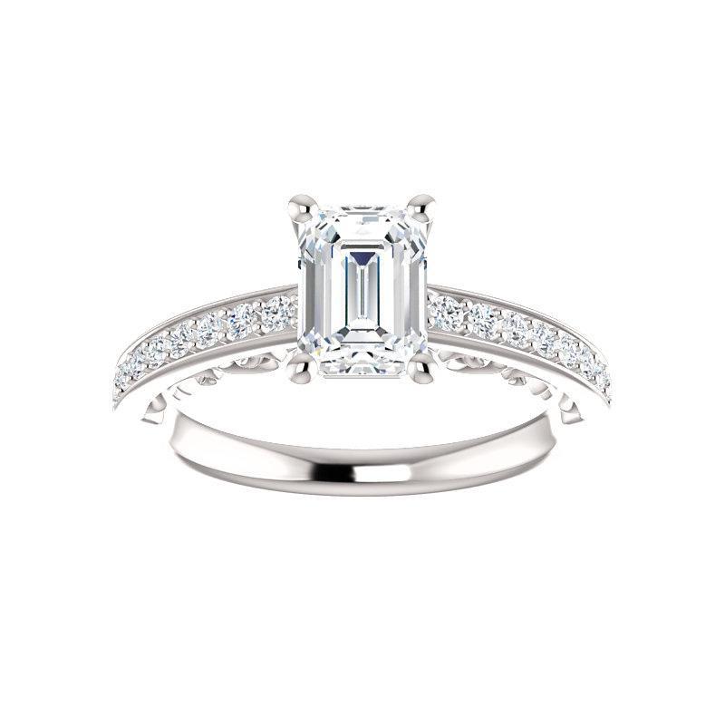 The Amelia Moissanite emerald moissanite engagement ring solitaire setting white gold