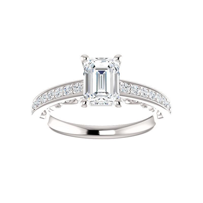 The Amelia Lab Grown Diamond emerald lab diamond engagement ring solitaire setting white gold