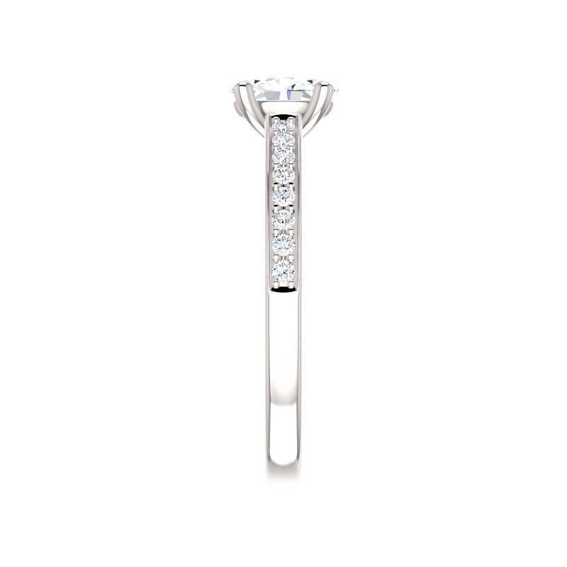 The Amelia Lab Diamond oval lab diamond engagement ring solitaire setting white gold band profile