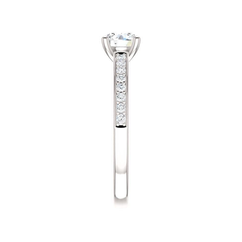 The Amelia Lab Diamond round engagement ring solitaire setting white gold band profile