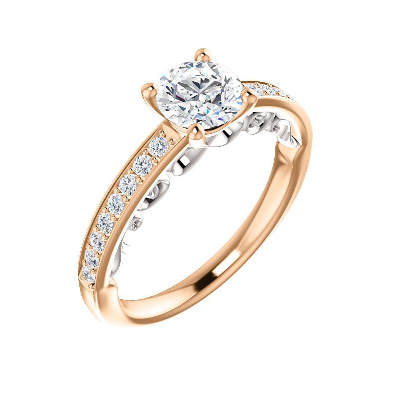 The Amelia Lab Diamond round engagement ring solitaire setting rose gold and white accent