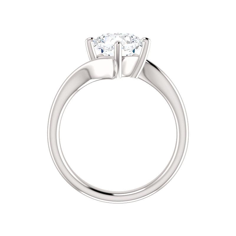 The Interlace Cushion Moissanite Engagement Ring Solitaire Setting White Gold Side Profile