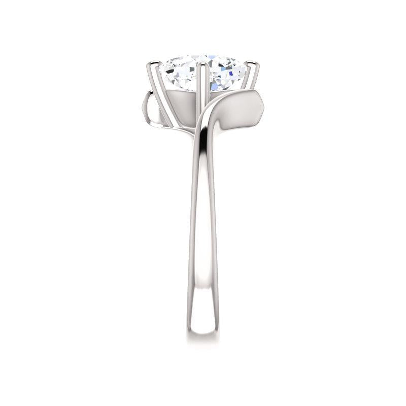 The Interlace Cushion Lab Diamond Engagement Ring Solitaire Setting White Gold Band Profile