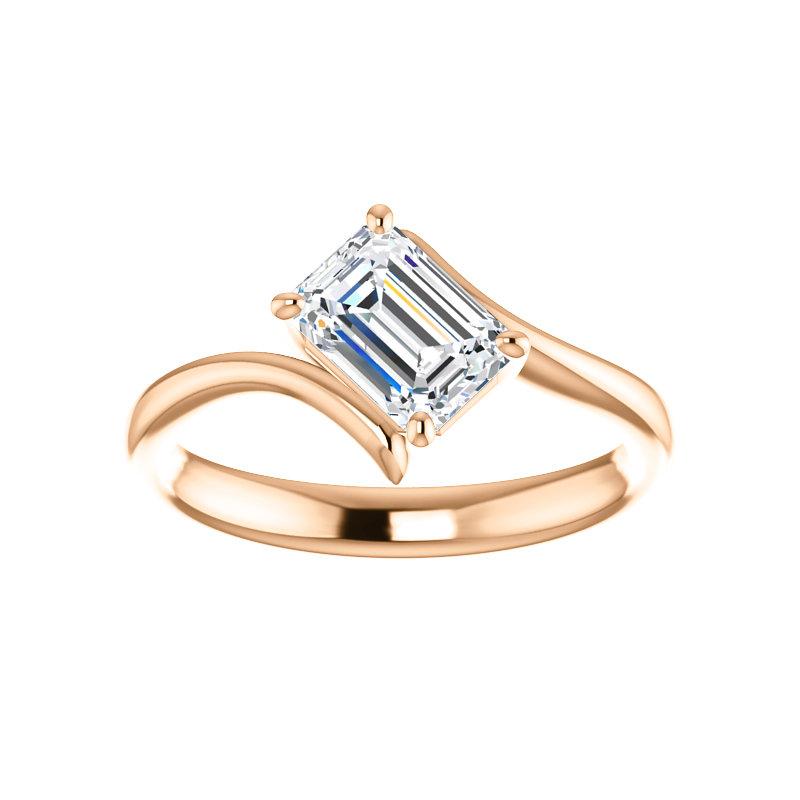 The Interlace Emerald Moissanite Engagement Ring Solitaire Setting Rose Gold