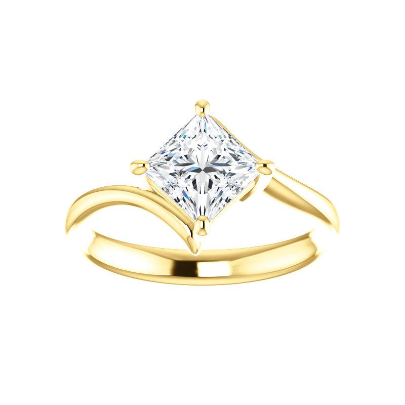 The Interlace Princess Lab Diamond Engagement Ring Solitaire Setting Yellow Gold