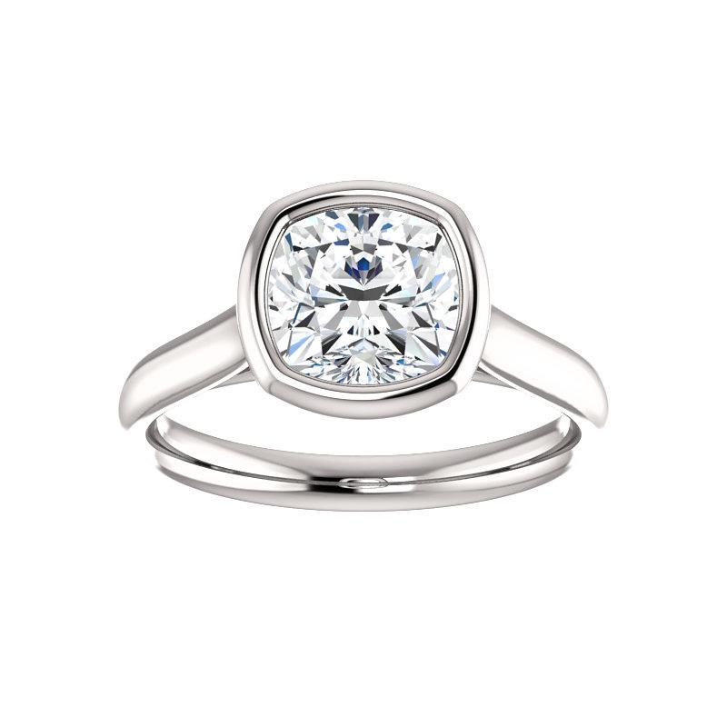 The Debra Cushion Moissanite Engagement Ring Rope Solitaire Setting White Gold