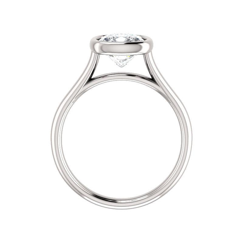 The Debra Cushion Moissanite Engagement Ring Rope Solitaire Setting White Gold Side Profile