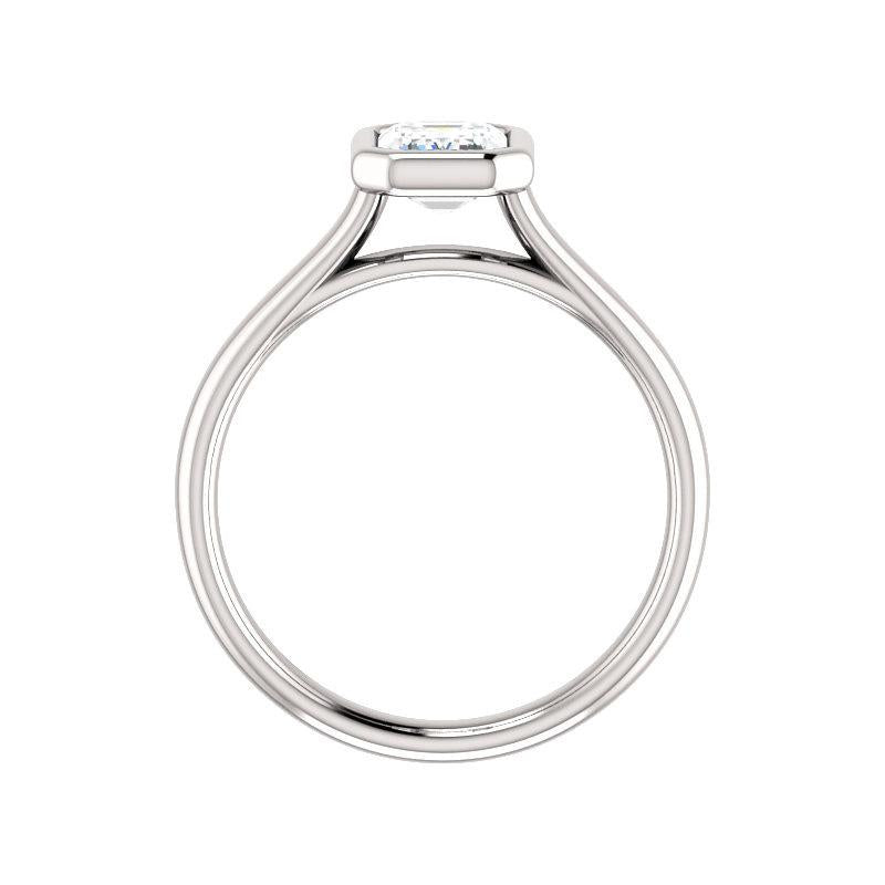 The Debra Emerald Moissanite Engagement Ring Rope Solitaire Setting White Gold Side Profile