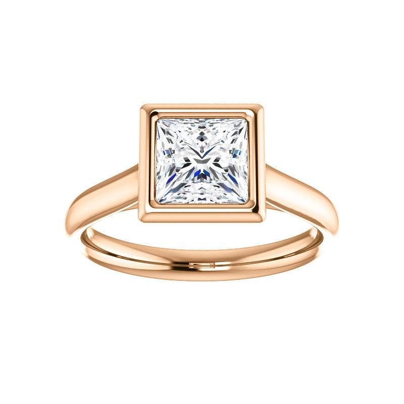 The Debra Princess Moissanite Engagement Ring Rope Solitaire Setting Rose Gold