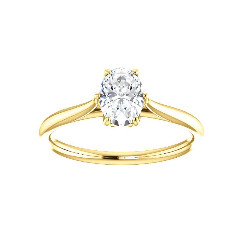 The Teresa Oval Moissanite Engagement Ring High Polished Solitaire Setting Yellow Gold