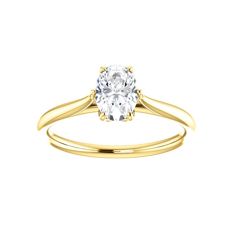 The Teresa Oval Moissanite Engagement Ring High Polished Solitaire Setting Yellow Gold