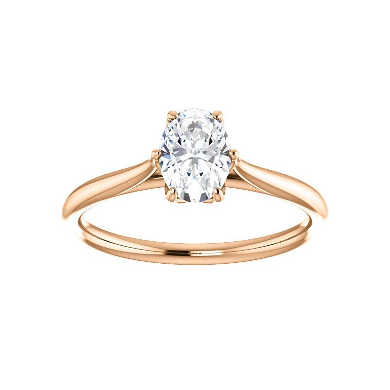 The Teresa Oval Moissanite Engagement Ring High Polished Solitaire Setting Rose Gold